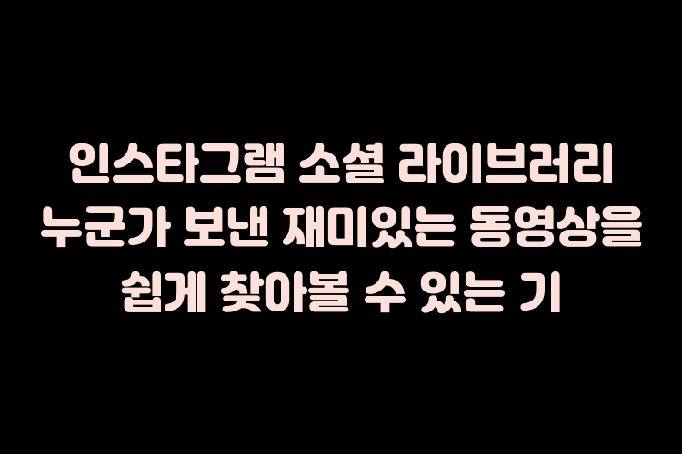 인스타그램 소셜 라이브러리: 누군가 보낸 재미있는 동영상을 쉽게 찾아볼 수 있는 기능